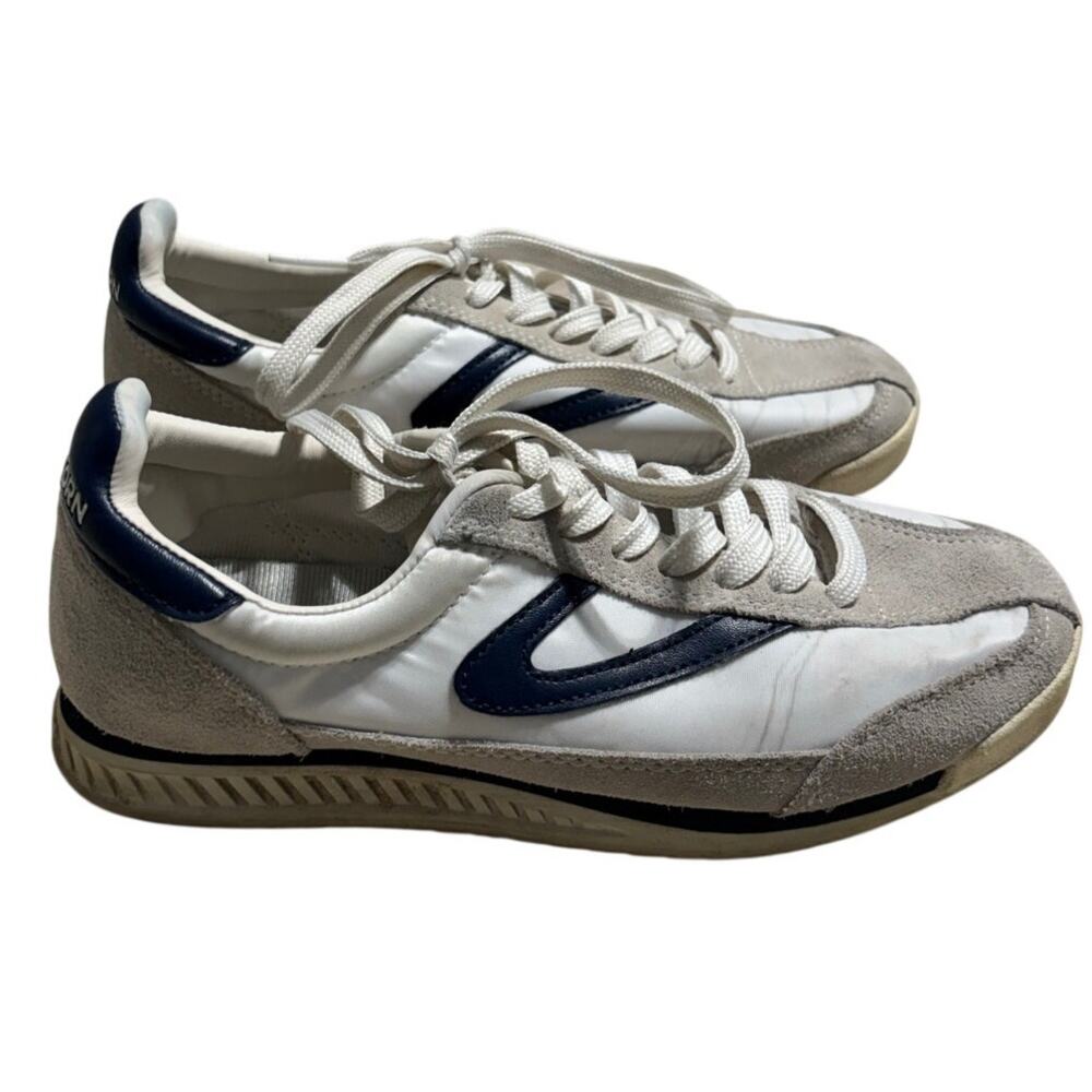 Tretorn Rawlings 2.0 Sneakers Anthropologie White Navy Blue Gray Women's Size 6M